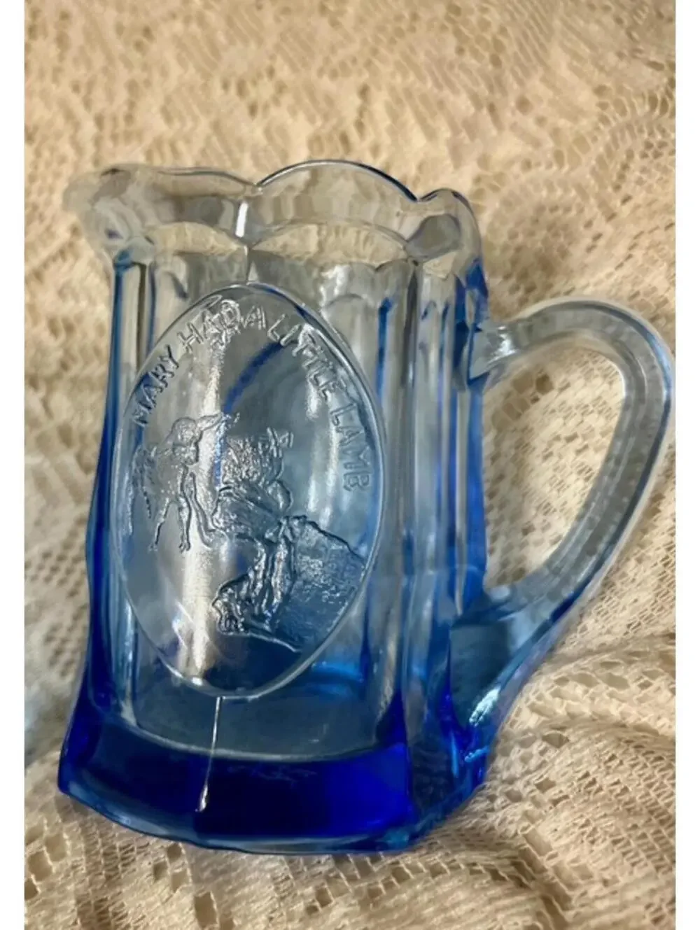 Tiara Vintage Blue Glass Pitcher and Glasses Set